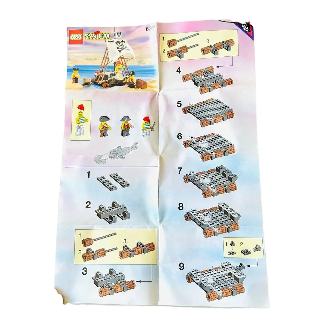 VINTAGE LEGO System Pirates Raft Ship Raiders Set Shark Monkey 6261